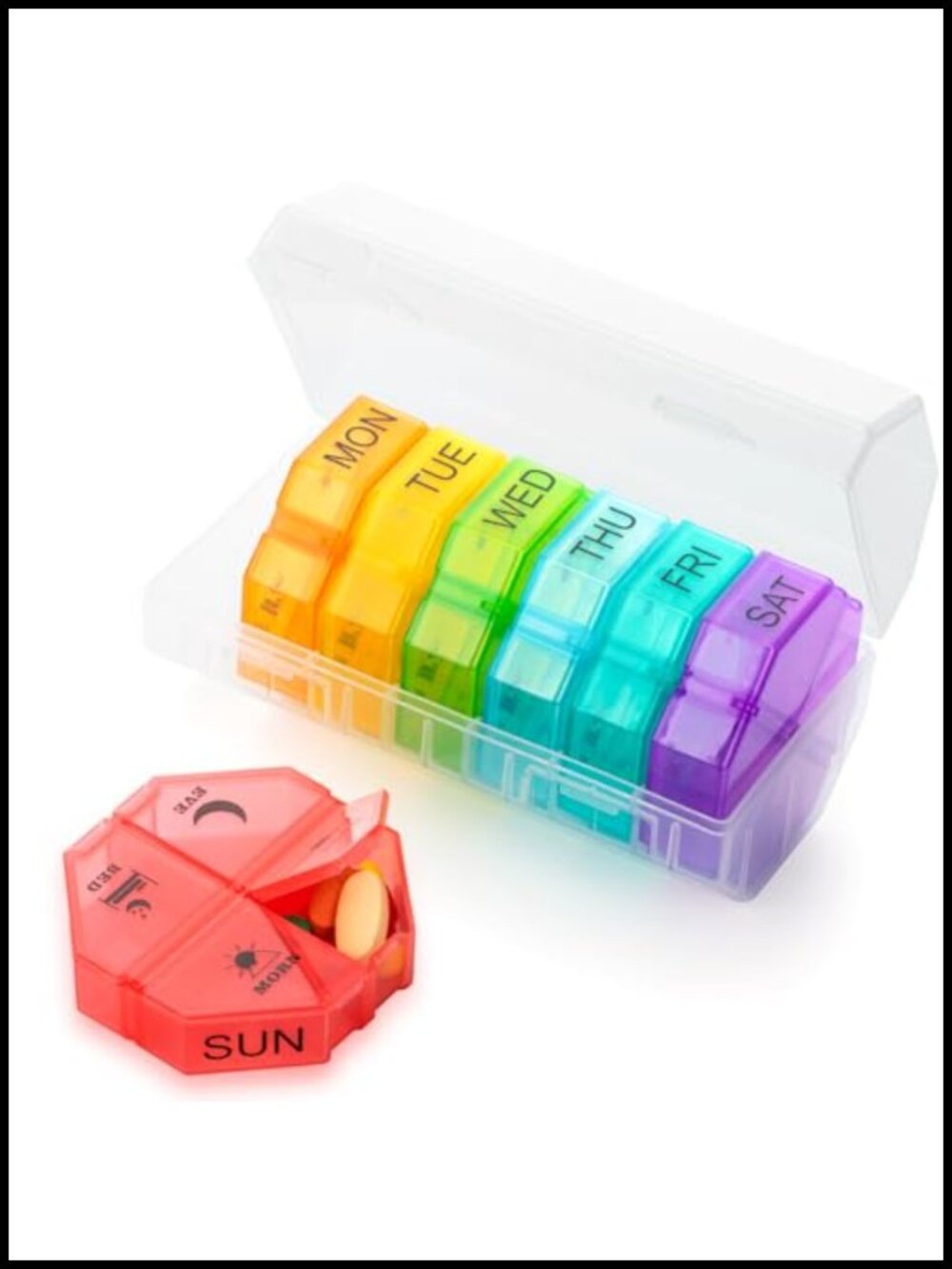 7 Day Pill Organizer 4 Times a Day Large Compartment Weekly Pill Box Case